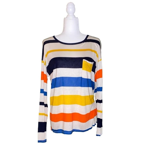 Forever 21 Tops - STRIPED LIGHTWEIGHT LONG-SLEEVE POCKET SHIRT · SIZE L · NWT